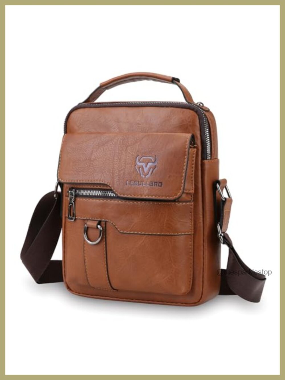Men's Leather Sling Bag Crossbody Messenger Shoulder Bag Business